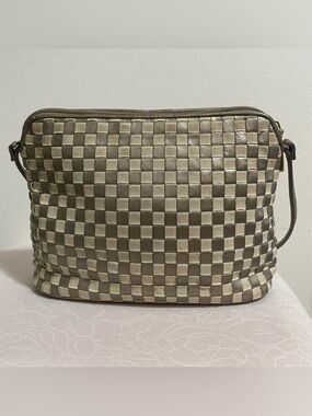 Ganson Woven Metallic Crossbody Bag in Gold
